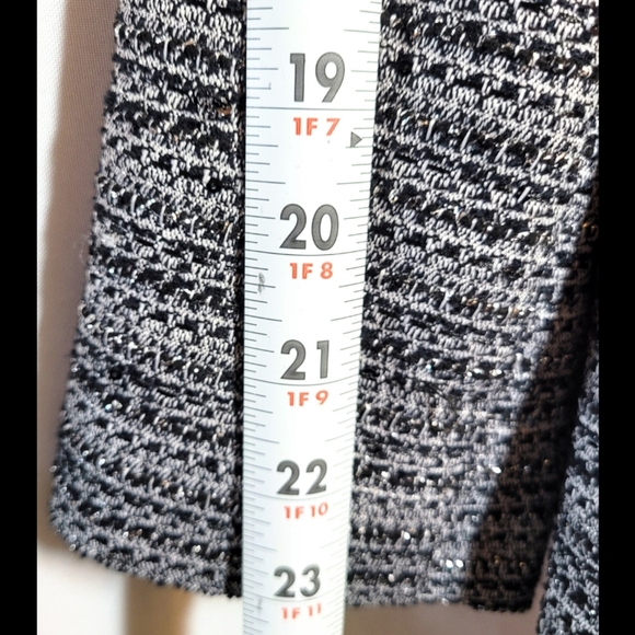 EXPRESS BLAZER L BLACK WHITE TEXTURED METALLIC DOUBLE BREASTED NOVELTY BUTTON - Picture 11 of 14